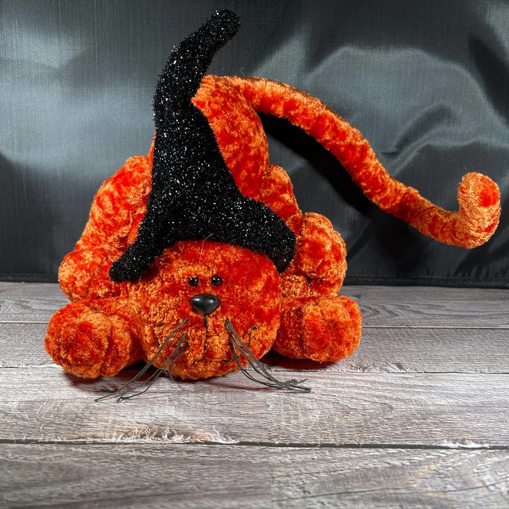 Emrad Creations Halloween Stuffed‎ Weighted Witch Kitty Cat Decor